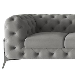 Ecksofa Laviva II Microfaser - Microfaser Enza: Grau - Breite: 261 cm - Ottomane davorstehend rechts