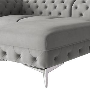 Ecksofa Laviva II Microfaser - Microfaser Enza: Grau - Breite: 261 cm - Ottomane davorstehend rechts