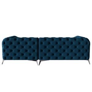 Ecksofa Laviva II Samt - Samt Ravi: Marineblau - Breite: 261 cm - Ottomane davorstehend rechts