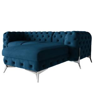 Ecksofa Laviva II Samt - Samt Ravi: Marineblau - Breite: 261 cm - Ottomane davorstehend rechts