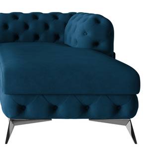 Ecksofa Laviva II Samt - Samt Ravi: Marineblau - Breite: 261 cm - Ottomane davorstehend rechts