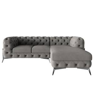 Ecksofa Laviva II Samt - Samt Ravi: Taupe - Breite: 261 cm - Ottomane davorstehend rechts