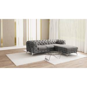 Ecksofa Laviva II Samt - Samt Ravi: Taupe - Breite: 261 cm - Ottomane davorstehend rechts