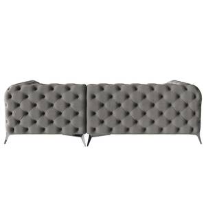 Ecksofa Laviva II Samt - Samt Ravi: Taupe - Breite: 261 cm - Ottomane davorstehend rechts