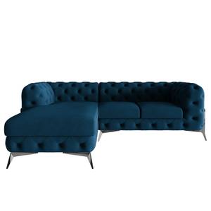 Ecksofa Laviva II Samt - Samt Ravi: Marineblau - Breite: 261 cm - Ottomane davorstehend links