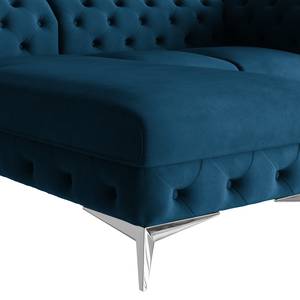 Ecksofa Laviva II Samt - Samt Ravi: Marineblau - Breite: 261 cm - Ottomane davorstehend links