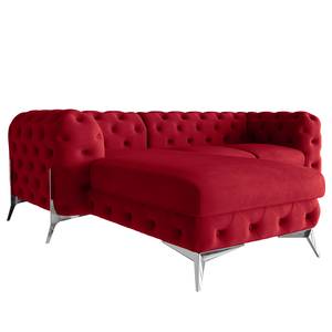 Hoekbank Laviva II fluweel - Velours Ravi: Rood - Breedte: 261 cm - Ottomaan vooraanzicht links