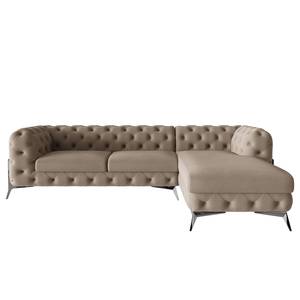 Ecksofa Laviva II Microfaser - Microfaser Enza: Cappuccino - Breite: 305 cm - Ottomane davorstehend rechts