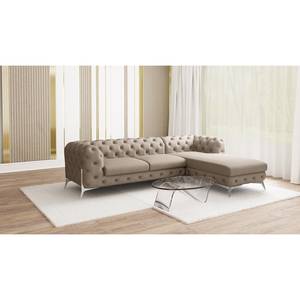 Ecksofa Laviva II Microfaser - Microfaser Enza: Cappuccino - Breite: 305 cm - Ottomane davorstehend rechts