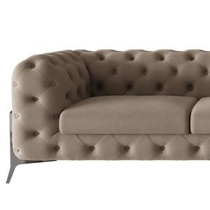 Ecksofa Laviva II Microfaser - Microfaser Enza: Cappuccino - Breite: 305 cm - Ottomane davorstehend rechts