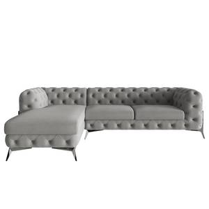 Ecksofa Laviva II Microfaser - Microfaser Enza: Grau - Breite: 305 cm - Ottomane davorstehend links