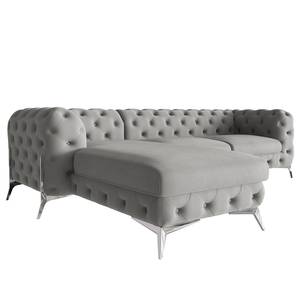 Ecksofa Laviva II Microfaser - Microfaser Enza: Grau - Breite: 305 cm - Ottomane davorstehend links