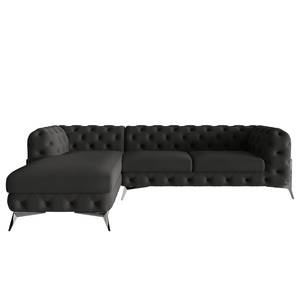 Ecksofa Laviva II Microfaser - Microfaser Enza: Anthrazit - Breite: 305 cm - Ottomane davorstehend links