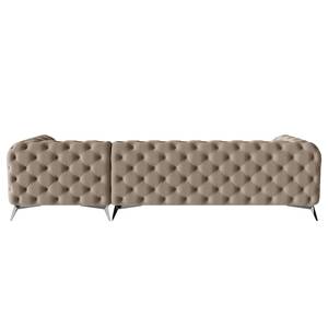 Ecksofa Laviva I Microfaser - Microfaser Enza: Cappuccino - Breite: 323 cm - Ottomane davorstehend rechts