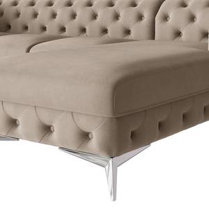 Ecksofa Laviva I Microfaser - Microfaser Enza: Cappuccino - Breite: 323 cm - Ottomane davorstehend rechts