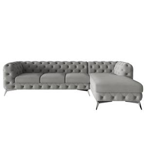 Ecksofa Laviva I Microfaser - Microfaser Enza: Grau - Breite: 323 cm - Ottomane davorstehend rechts