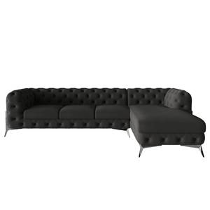 Ecksofa Laviva II Microfaser - Microfaser Enza: Anthrazit - Breite: 323 cm - Ottomane davorstehend rechts