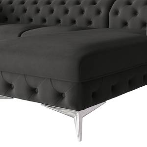 Ecksofa Laviva I Microfaser - Microfaser Enza: Anthrazit - Breite: 323 cm - Ottomane davorstehend rechts