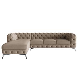 Ecksofa Laviva I Microfaser - Microfaser Enza: Cappuccino - Breite: 323 cm - Ottomane davorstehend links