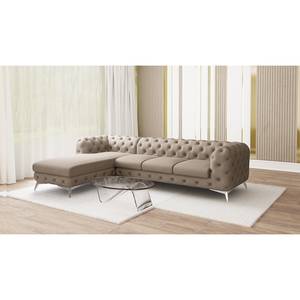 Ecksofa Laviva I Microfaser - Microfaser Enza: Cappuccino - Breite: 323 cm - Ottomane davorstehend links