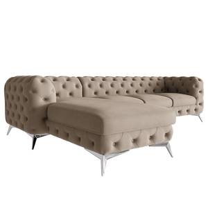 Ecksofa Laviva I Microfaser - Microfaser Enza: Cappuccino - Breite: 323 cm - Ottomane davorstehend links