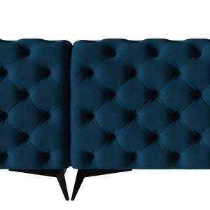 Ecksofa Laviva I Samt - Samt Ravi: Marineblau - Breite: 323 cm - Ottomane davorstehend rechts