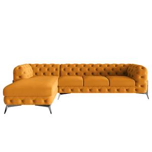 Ecksofa Laviva II Microfaser - Microfaser Enza: Safran - Breite: 323 cm - Ottomane davorstehend links