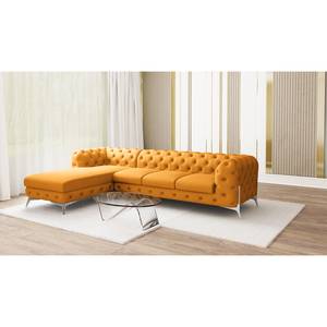 Ecksofa Laviva II Microfaser - Microfaser Enza: Safran - Breite: 323 cm - Ottomane davorstehend links