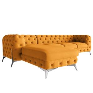 Ecksofa Laviva II Microfaser - Microfaser Enza: Safran - Breite: 323 cm - Ottomane davorstehend links