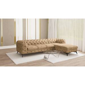 Ecksofa Laviva I Microfaser - Microfaser Priya: Beige - Breite: 323 cm - Ottomane davorstehend rechts