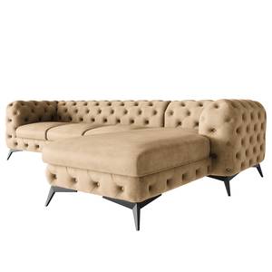 Ecksofa Laviva I Microfaser - Microfaser Priya: Beige - Breite: 323 cm - Ottomane davorstehend rechts