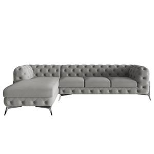 Ecksofa Laviva II Microfaser - Microfaser Enza: Grau - Breite: 323 cm - Ottomane davorstehend links