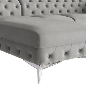 Ecksofa Laviva II Microfaser - Microfaser Enza: Grau - Breite: 323 cm - Ottomane davorstehend links