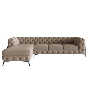 Ecksofa Laviva II Microfaser - Microfaser Enza: Cappuccino - Breite: 323 cm - Ottomane davorstehend links