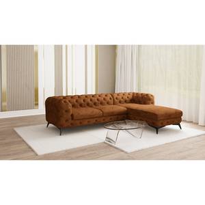 Ecksofa Laviva I Microfaser - Microfaser Priya: Cognac - Breite: 305 cm - Ottomane davorstehend rechts