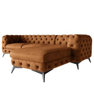 Ecksofa Laviva I Microfaser - Microfaser Priya: Cognac - Breite: 305 cm - Ottomane davorstehend rechts