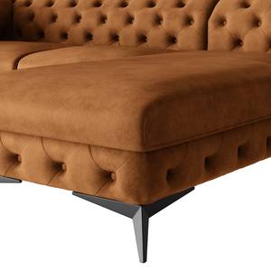 Ecksofa Laviva I Microfaser - Microfaser Priya: Cognac - Breite: 305 cm - Ottomane davorstehend rechts