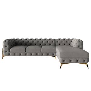 Ecksofa Laviva II Samt - Samt Ravi: Taupe - Breite: 323 cm - Ottomane davorstehend rechts