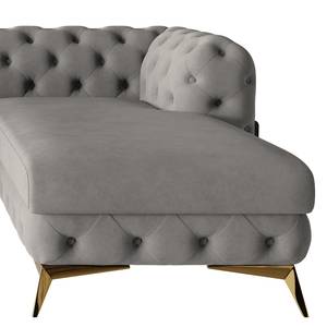 Ecksofa Laviva II Samt - Samt Ravi: Taupe - Breite: 323 cm - Ottomane davorstehend rechts