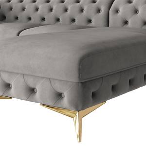 Ecksofa Laviva II Samt - Samt Ravi: Taupe - Breite: 323 cm - Ottomane davorstehend rechts