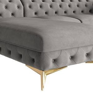 Ecksofa Laviva II Samt - Samt Ravi: Taupe - Breite: 323 cm - Ottomane davorstehend links