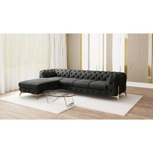 Ecksofa Laviva II Samt - Samt Ravi: Anthrazit - Breite: 323 cm - Ottomane davorstehend links