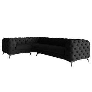 Ecksofa Laviva VI Samt - Samt Ravi: Schwarz - 323 x 200 cm