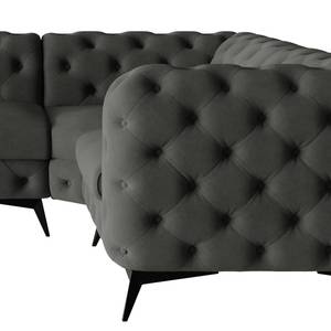 Ecksofa Laviva VI Samt - Samt Ravi: Anthrazit - 323 x 200 cm