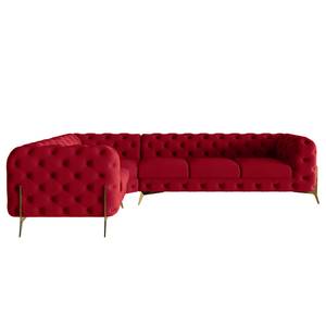 Ecksofa Laviva V Samt Ravi: Rot - 323 x 200 cm - Ausrichtung links