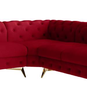 Ecksofa Laviva V Samt Ravi: Rot - 323 x 200 cm - Ausrichtung links