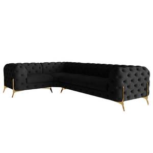 Ecksofa Laviva V Samt Ravi: Schwarz - 323 x 200 cm - Ausrichtung links