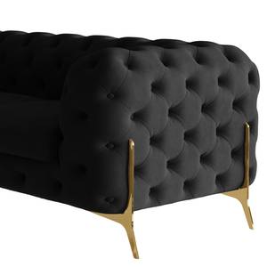 Ecksofa Laviva V Samt Ravi: Schwarz - 323 x 200 cm - Ausrichtung links