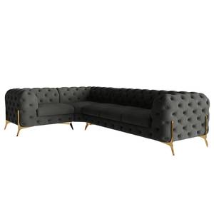 Ecksofa Laviva V Samt Ravi: Anthrazit - 323 x 200 cm - Ausrichtung links