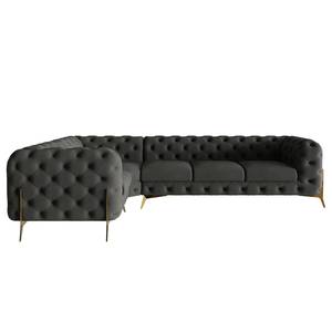 Ecksofa Laviva V Samt Ravi: Anthrazit - 323 x 200 cm - Ausrichtung links